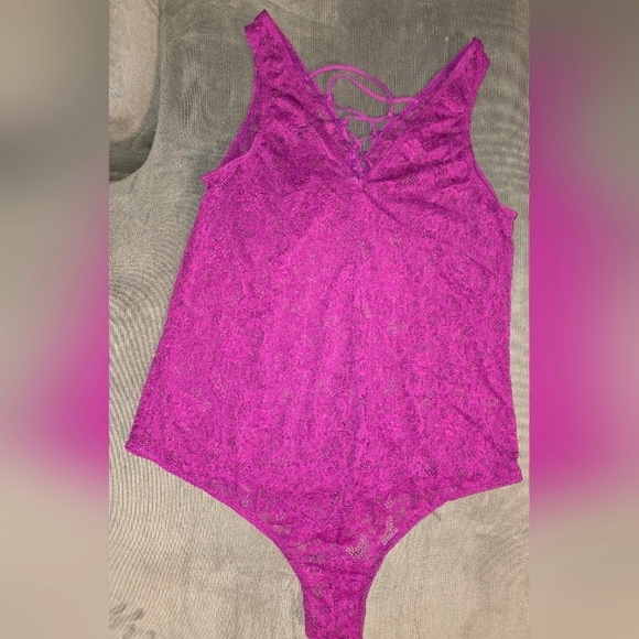 Torrid Raspberry Purple All Lace Bodysuit Top Strappy Tank Lingerie Intimate 1X - Picture 3 of 8